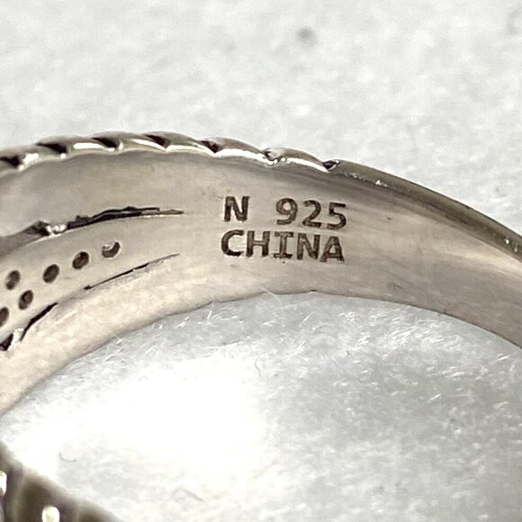 Sterling Silver 925 Gold Accent 2 Row Cubic Zirconia CZ Rope Band Ring Sz 7.75 - Picture 8 of 16